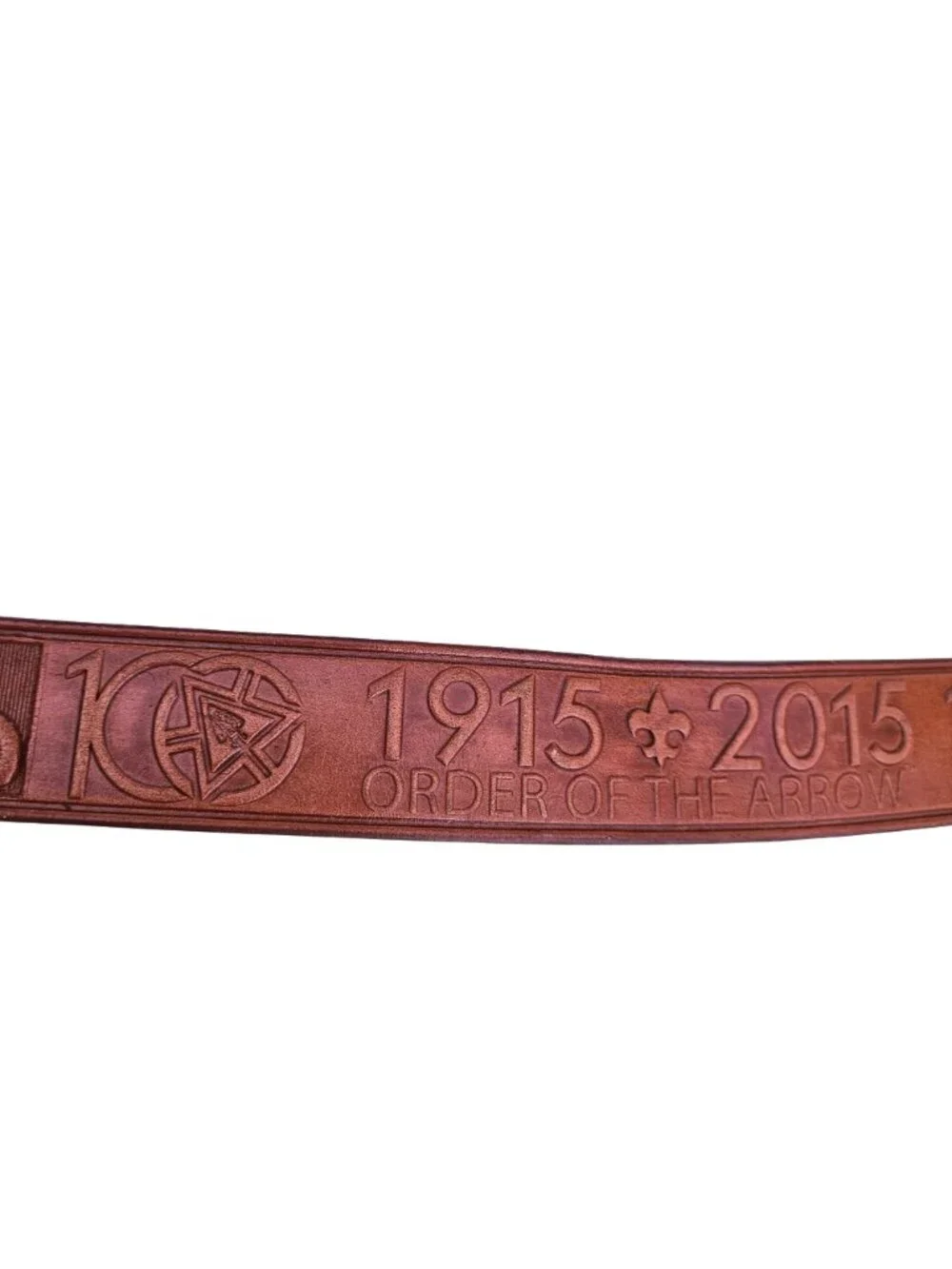 Boy Scouts Centennial Hand Tooled Leather Belt Bison Designs Symbol Buckle 2015